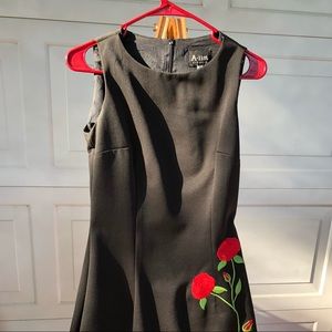 Black dress with rose on the side